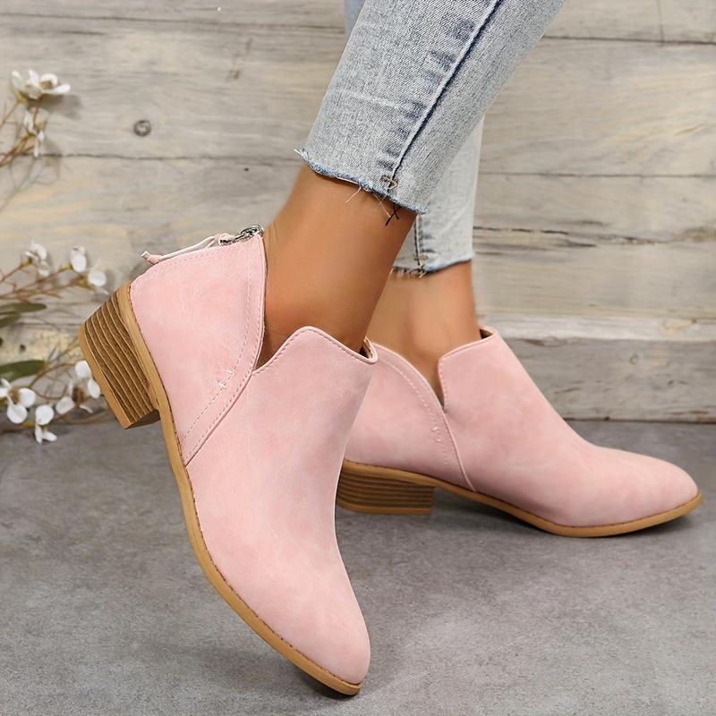 Women's Chunky Heeled Ankle Boots Retro Short Boots