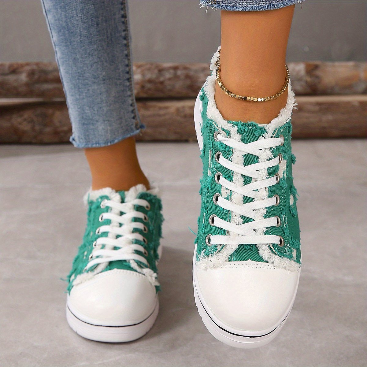 Women's Canvas Trainers Low Top Flat Shoes