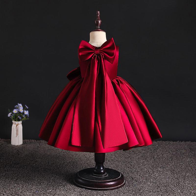 L4165 TODDLER ELEGANT PRINCESS DRESS WITH BOWS GIRL SUMMER PARTY GOWN FORMAL DRESSES FOR KIDS