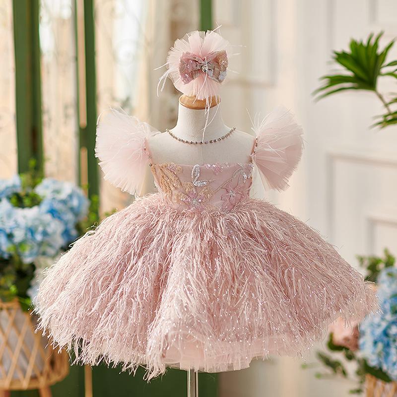 L41705 BABY GIRLS PINK PRINCESS DRESS TODDLER CHRISTMAS DRESS LITTLE GIRL PARTY DRESS