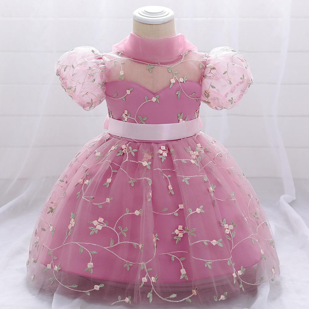 L4164 TODDLER GIRL BIRTHDAY PARTY DRESS WHITE PUFFY SLEEVES FLOWER GIRL DRESS PRINCESS DRESS