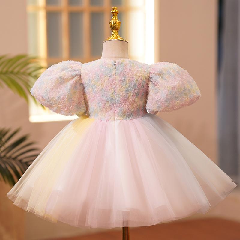 L41615 GIRL BIRTHDAY DRESSES TODDLER PINK PUFFY PARTY FORMAL PRINCESS DRESS