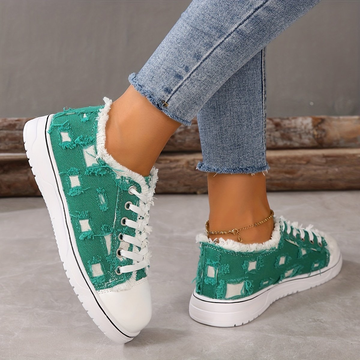 Women's Canvas Trainers Low Top Flat Shoes