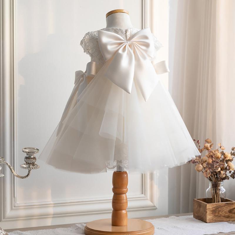 L4167 BAPTISM DRESSES BABY GIRL BIRTHDAY PARTY DRESS SUMMER WHITE FLOWER GIRL DRESS