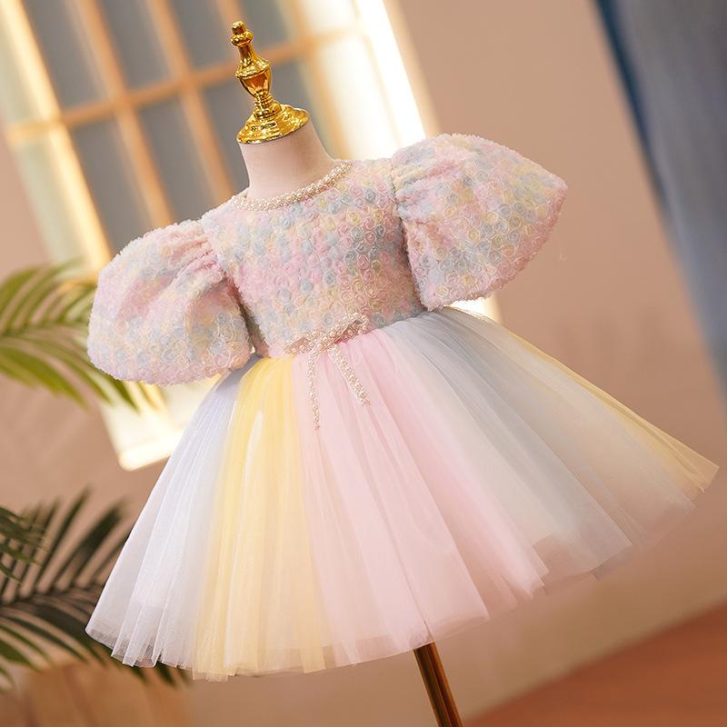 L41615 GIRL BIRTHDAY DRESSES TODDLER PINK PUFFY PARTY FORMAL PRINCESS DRESS