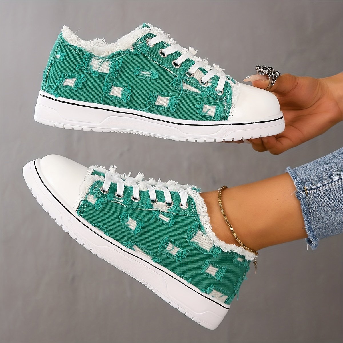 Women's Canvas Trainers Low Top Flat Shoes