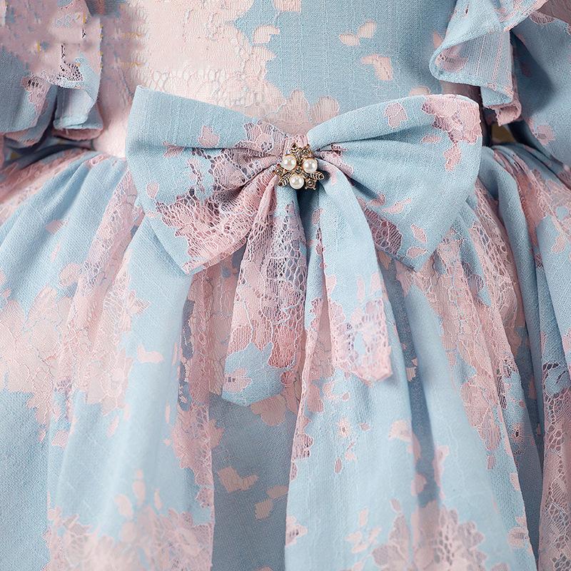 L41704 GIRL CHRISTMAS DRESS TODDLER PRINCESS DRESS SUMMER BEADED BOW DRESS LACE BIRTHDAY PARTY DRESS