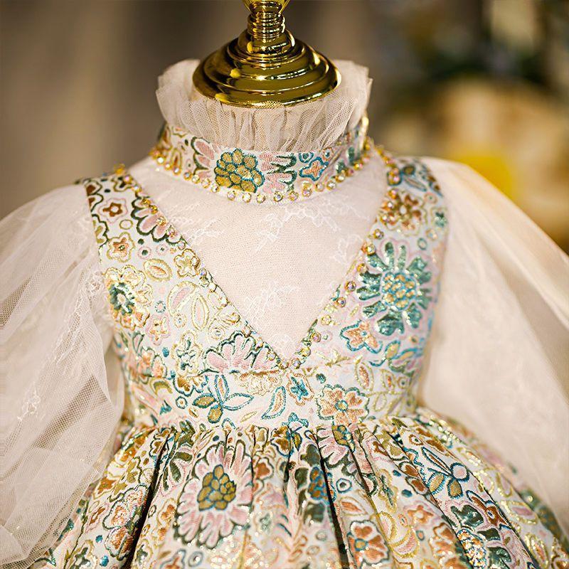 L4163 BABY GIRL BIRTHDAY PARTY DRESS LONG SLEEVE FLOWER GIRL DRESS PRINCESS DRESS