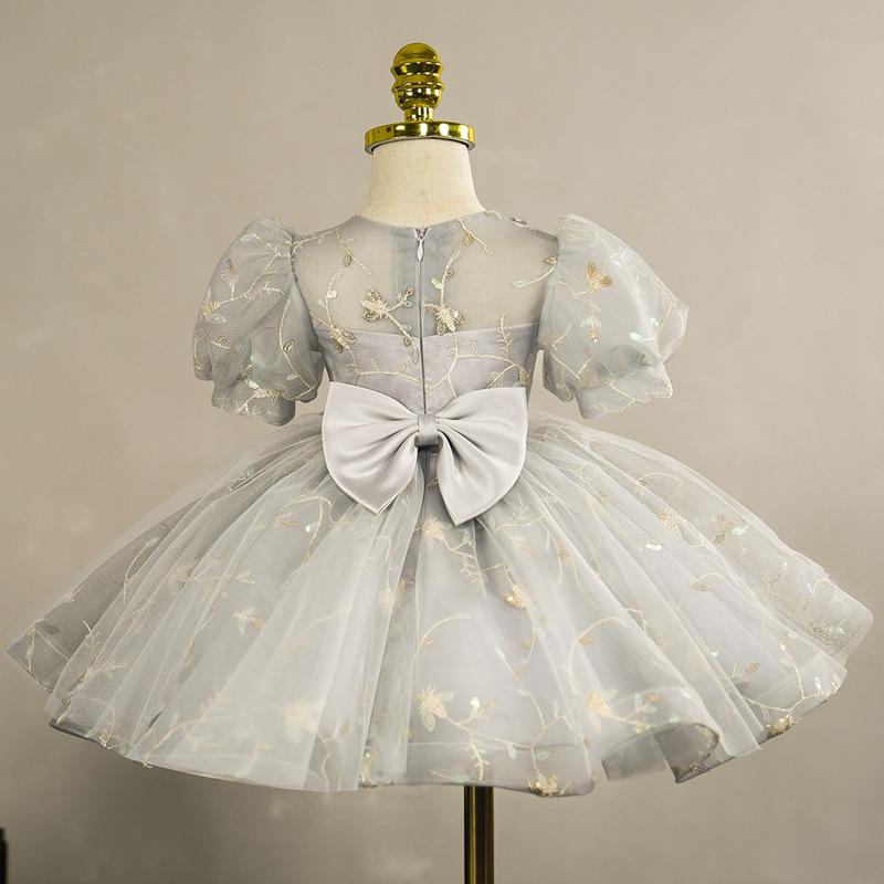 L41702 GIRL CHRISTMAS DRESS TODDLER PRINCESS DRESS SUMMER BEADED BOW DRESS BIRTHDAY PARTY DRESS
