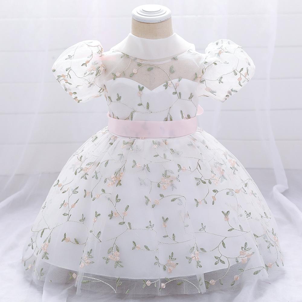 L4164 TODDLER GIRL BIRTHDAY PARTY DRESS WHITE PUFFY SLEEVES FLOWER GIRL DRESS PRINCESS DRESS