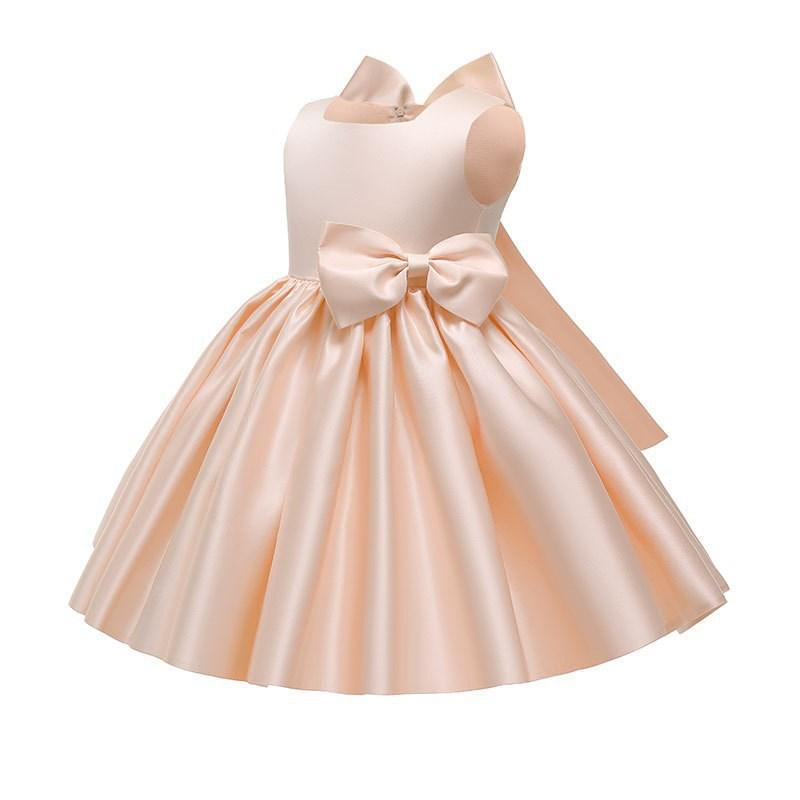 L4165 TODDLER ELEGANT PRINCESS DRESS WITH BOWS GIRL SUMMER PARTY GOWN FORMAL DRESSES FOR KIDS