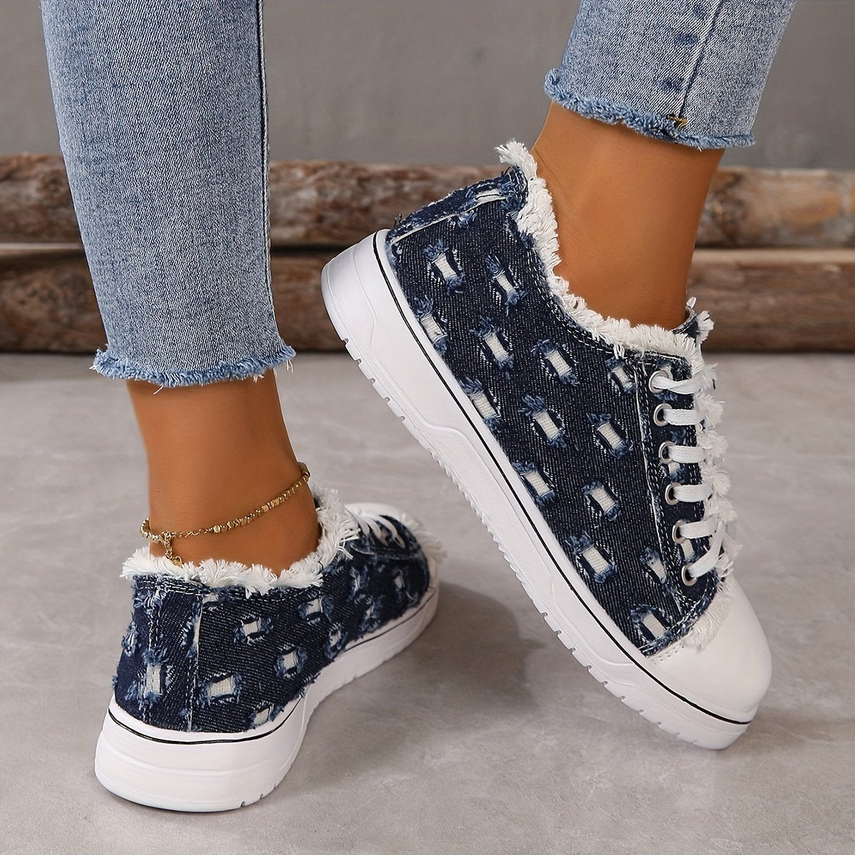 Women's Canvas Trainers Low Top Flat Shoes