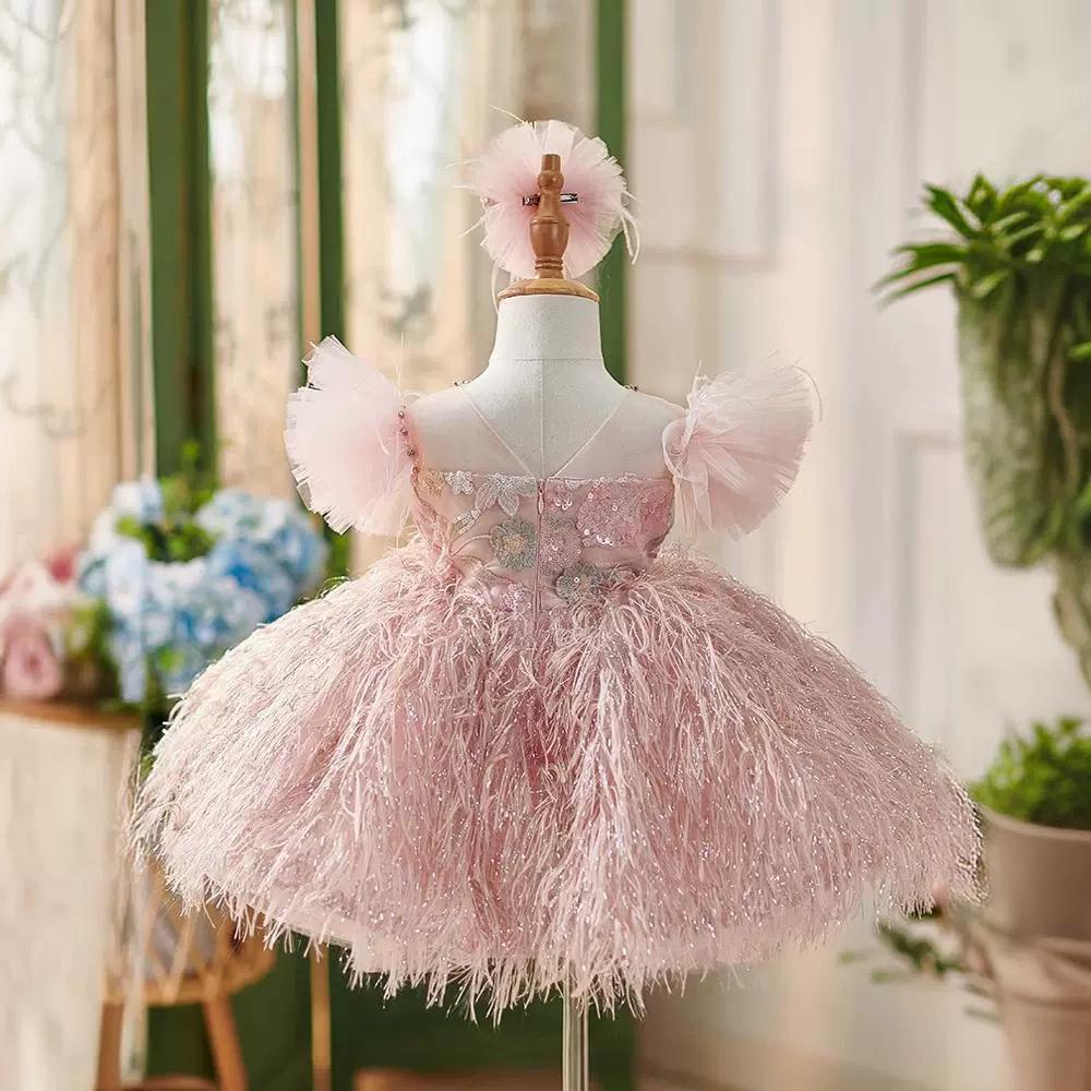 L41705 BABY GIRLS PINK PRINCESS DRESS TODDLER CHRISTMAS DRESS LITTLE GIRL PARTY DRESS