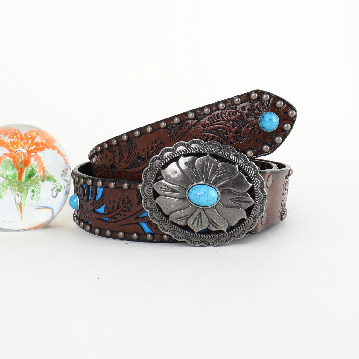 Turquoise Cutout Embossed Belt