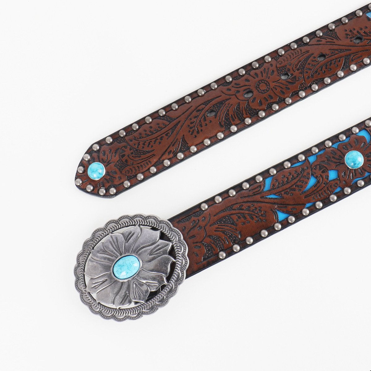 Turquoise Cutout Embossed Belt