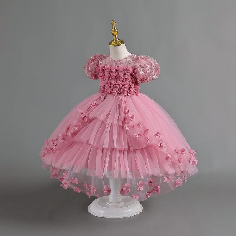L41710 GIRLS PAGEANT PRINCESS DRESSES BABY GIRL SUMMER EMBROIDERY PUFFY PROM DRESS