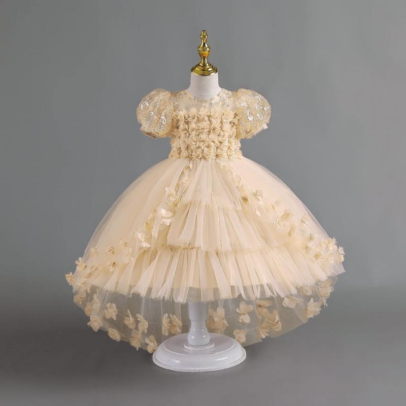L41710 GIRLS PAGEANT PRINCESS DRESSES BABY GIRL SUMMER EMBROIDERY PUFFY PROM DRESS