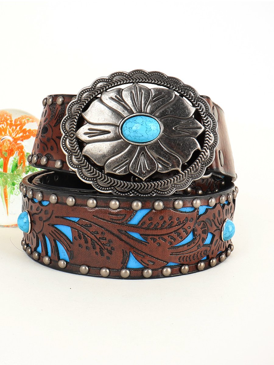Turquoise Cutout Embossed Belt