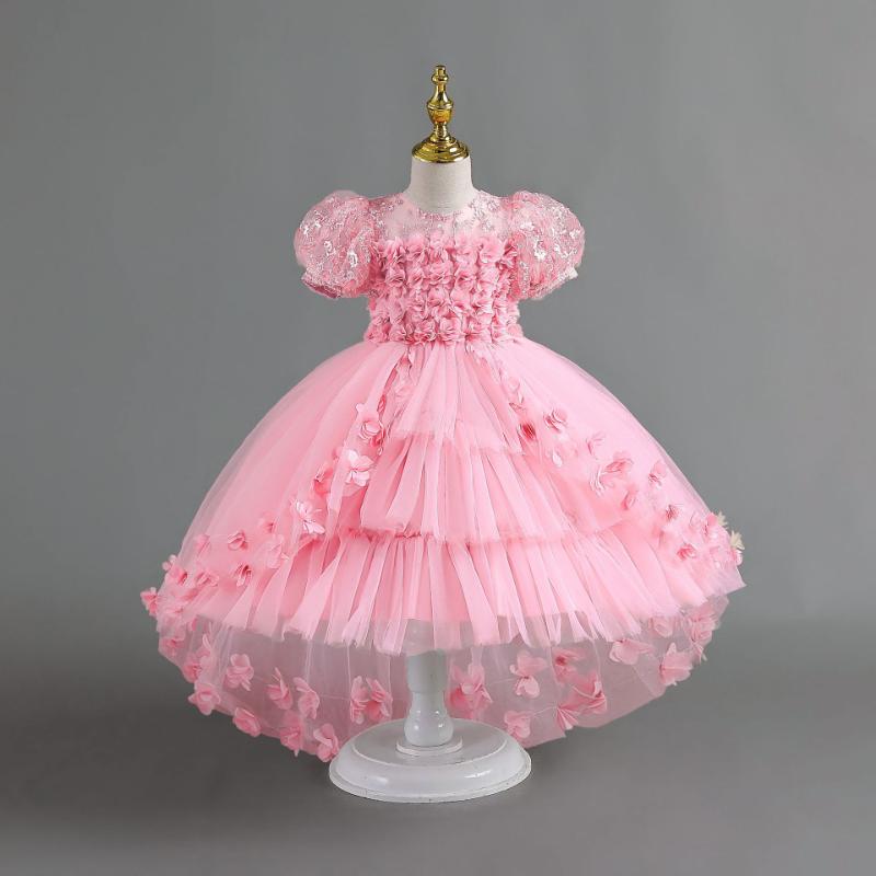 L41710 GIRLS PAGEANT PRINCESS DRESSES BABY GIRL SUMMER EMBROIDERY PUFFY PROM DRESS