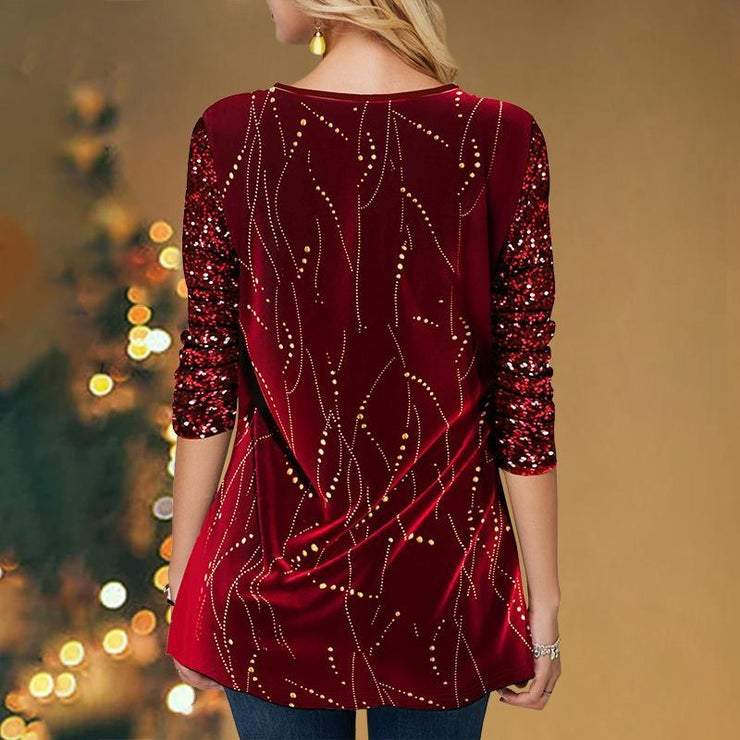 Royal Red Christmas Silver Tinsel Tunic