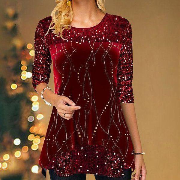 Royal Red Christmas Silver Tinsel Tunic
