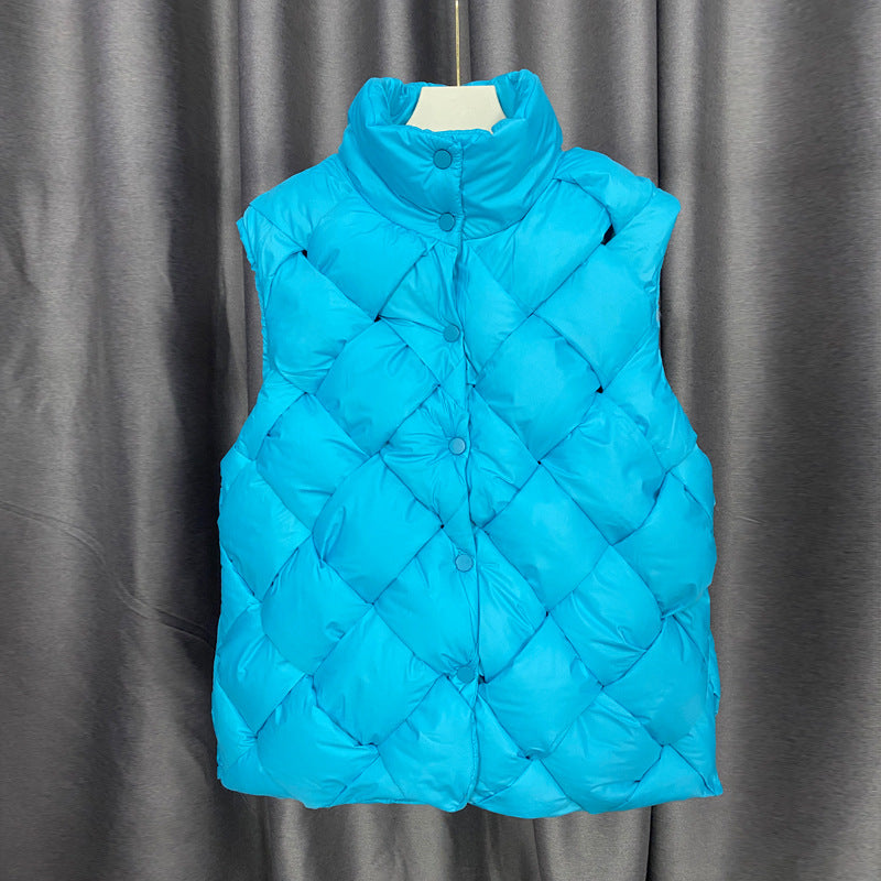 Warm Braided Rhomboid Sleeveless Vest Jacket