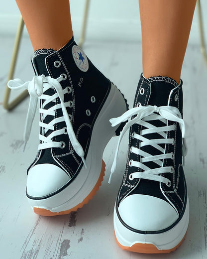 Canvas Shoes Women Fashion High Top Trainers