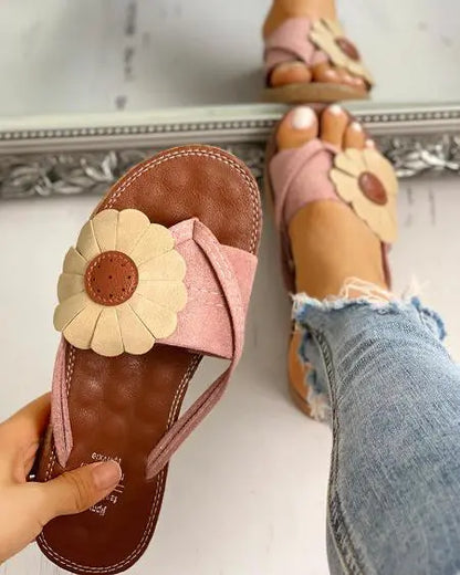 Toe Post Flower Design Flat Slipper