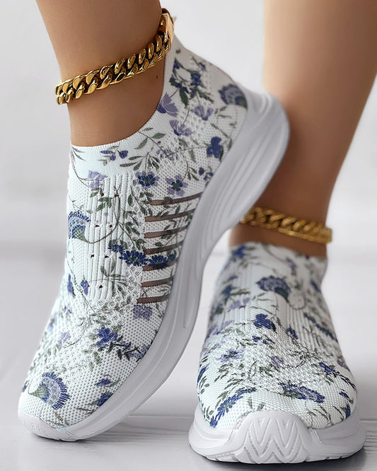 Plants Print Breathable Slip-On Casual Sneakers