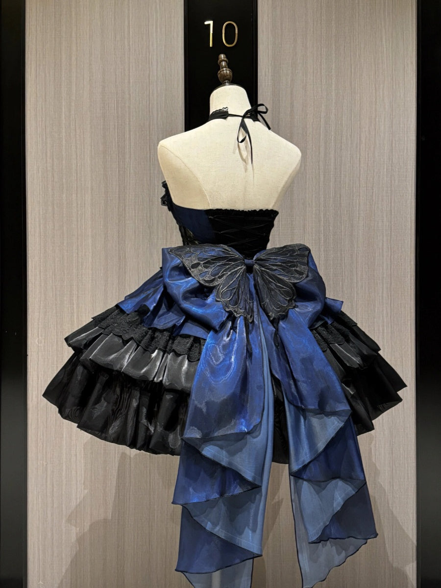F72102 Black and Blue Halter Neck Lolita Skirt Special Pure Desire Style Lolita Trailing Tutu Skirt Sweet Girl Ballet Style Princess Skirt
