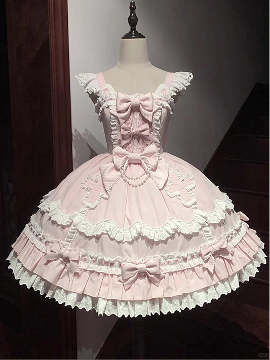 F72107 Pink Cute Doll Feeling Sweet Lolita Skirt Jsk Cape Ancient Feeling Lolita Girl Heart Princess Skirt