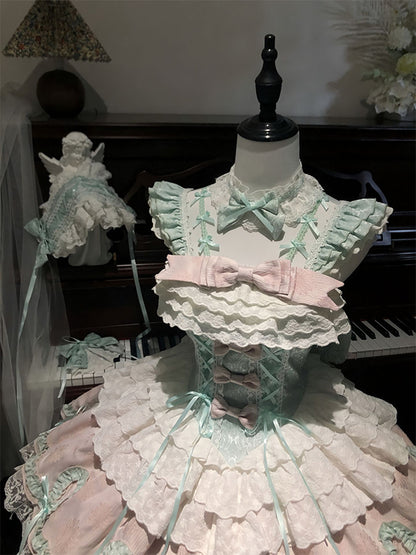 F72104 Mint Green Ballet Style Cute Lolita Skirt Dress Jsk Dress Bow Lolita Princess Dress Dress