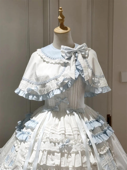 F72105 Blue and White Doll Sense Girl Sweet Love Cape JSK Cute Singing Suit Lolita Skirt Lolita