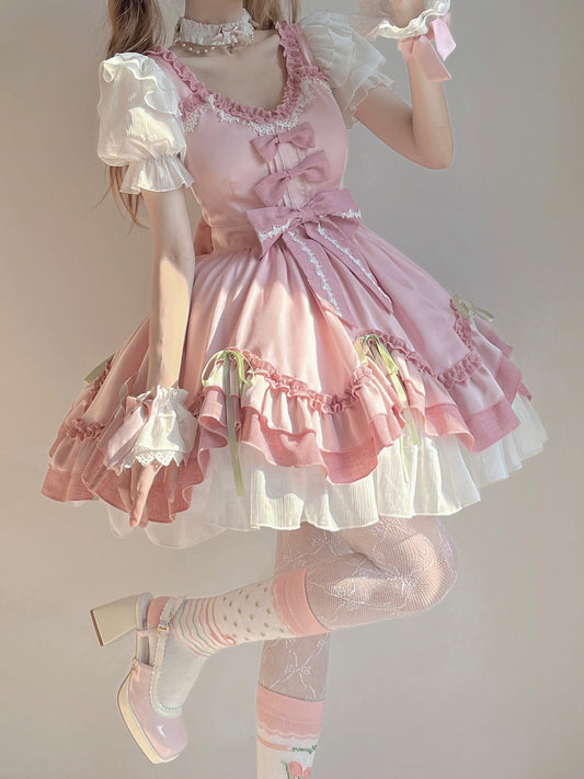F72110 Pink Cute Lolita Dress Gentle Dress Lolita Soft Sister Big Lady Fluffy Princess Dress