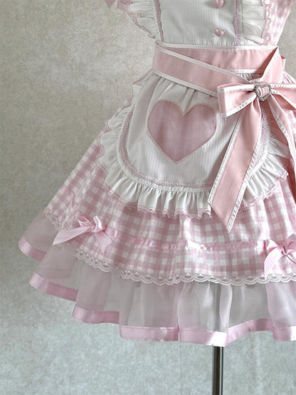 F72113 Pink Plaid Lolita Skirt Japanese Cute Lolita Sweet