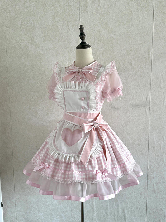 F72113 Pink Plaid Lolita Skirt Japanese Cute Lolita Sweet