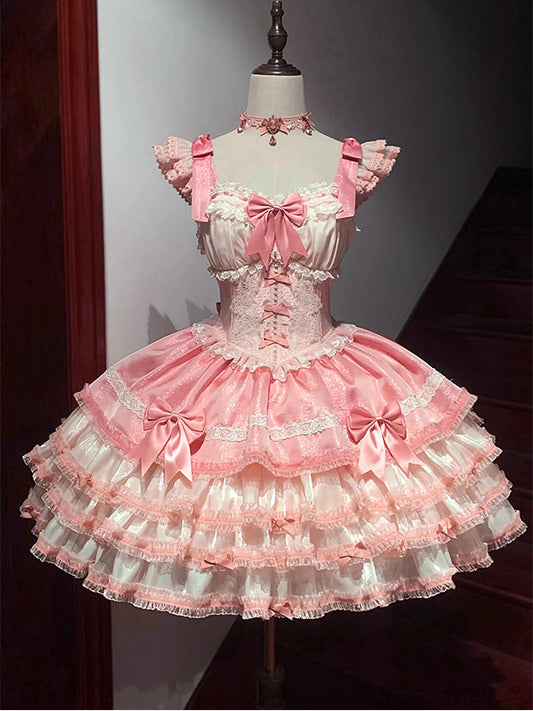 F7218 Pink Ballet Style Cute Lolita Skirt Jsk Birthday Small Dress Princess Dress Lolita Fairy Dress Dress