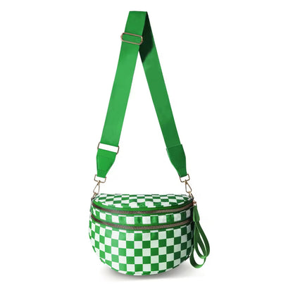 Fanny Pack Checkered Nylon Savvy Bum Bag Fashion Crossbody Bag Travel Shoulder Purse Belt Waist Plus Size Sling Bag