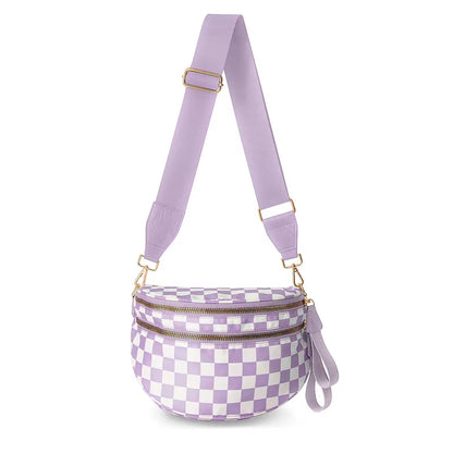 Fanny Pack Checkered Nylon Savvy Bum Bag Fashion Crossbody Bag Travel Shoulder Purse Belt Waist Plus Size Sling Bag