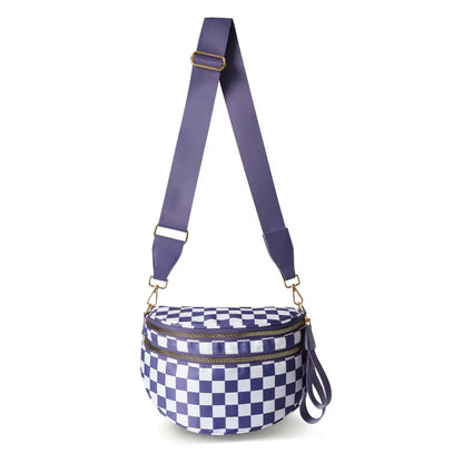 Fanny Pack Checkered Nylon Savvy Bum Bag Fashion Crossbody Bag Travel Shoulder Purse Belt Waist Plus Size Sling Bag