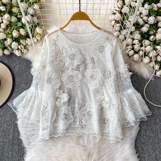 3D Floral Round Neck Shirt