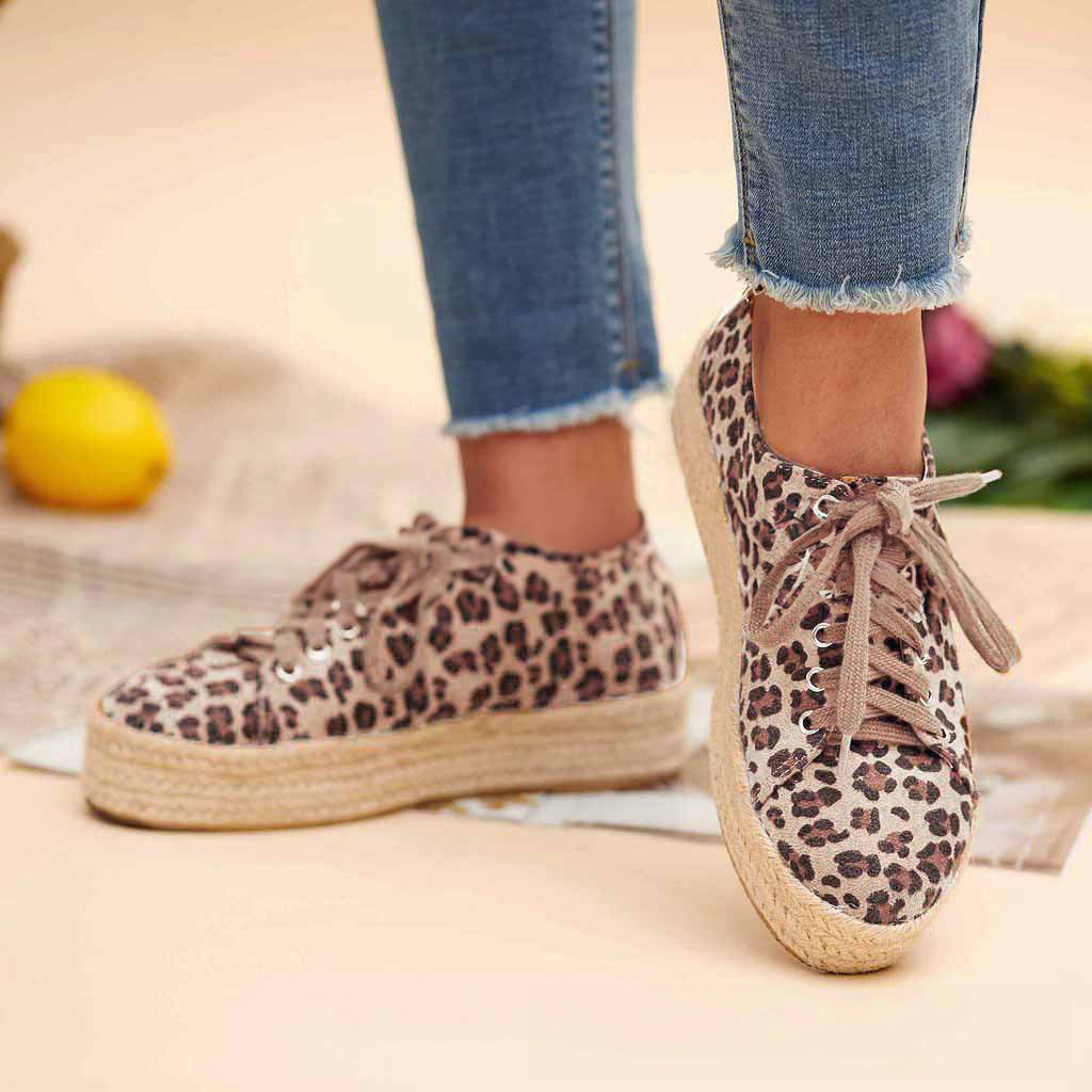 Canvas Wedge Casual Lace-Up Trainers