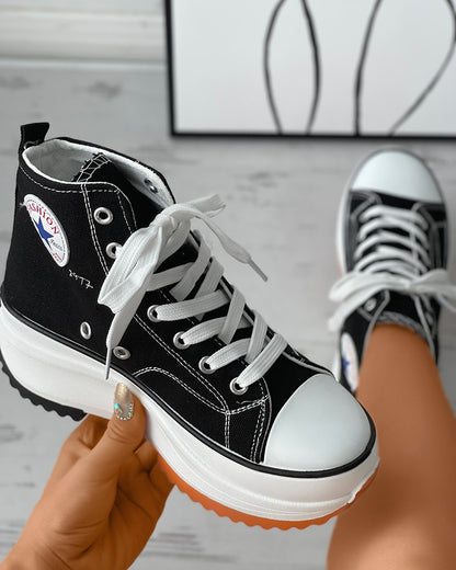 Canvas Shoes Women Fashion High Top Trainers