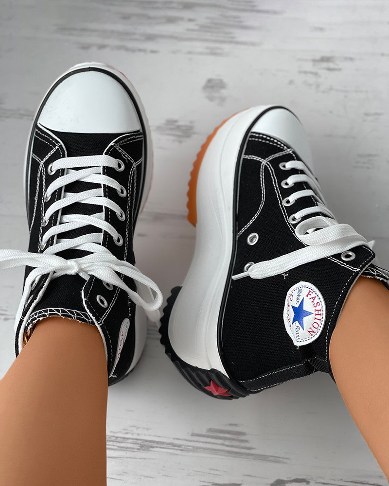 Canvas Shoes Women Fashion High Top Trainers