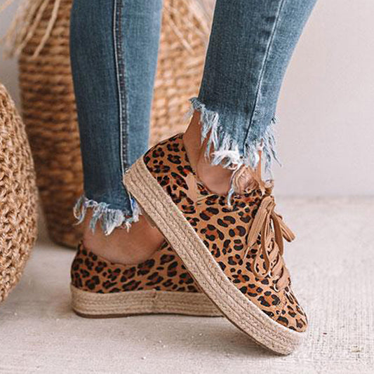 Canvas Wedge Casual Lace-Up Trainers