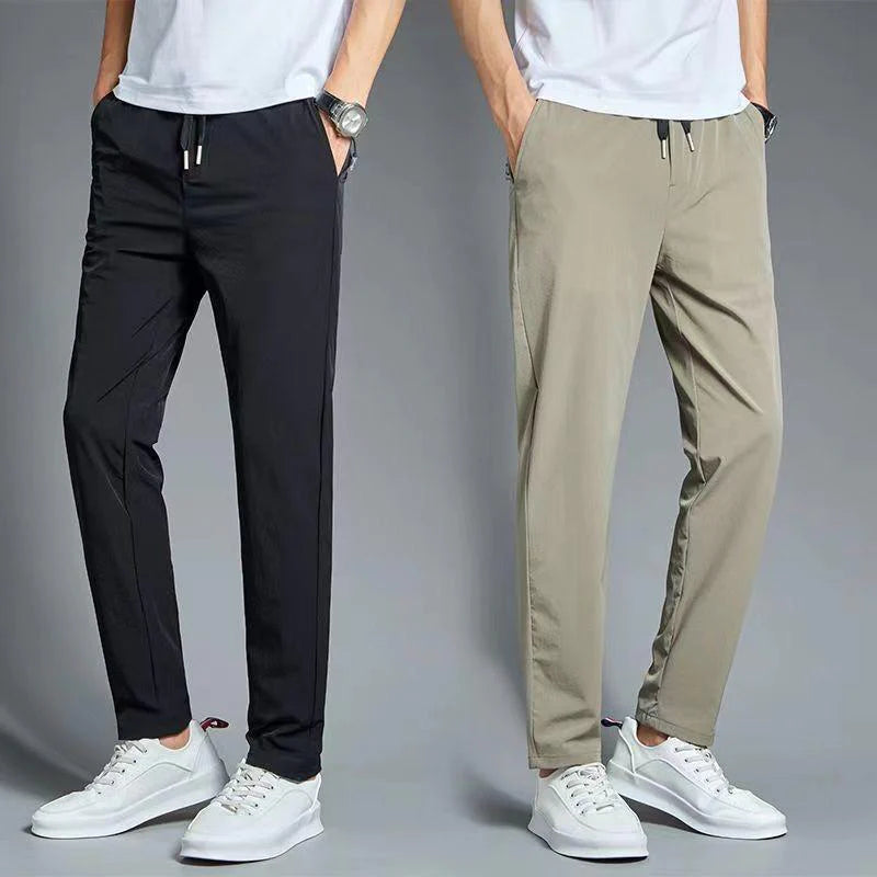 Men's Summer Ice Silk Quick-drying Casual Elastic Pants