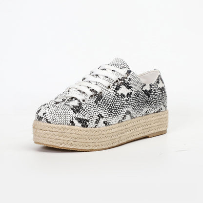 Canvas Wedge Casual Lace-Up Trainers