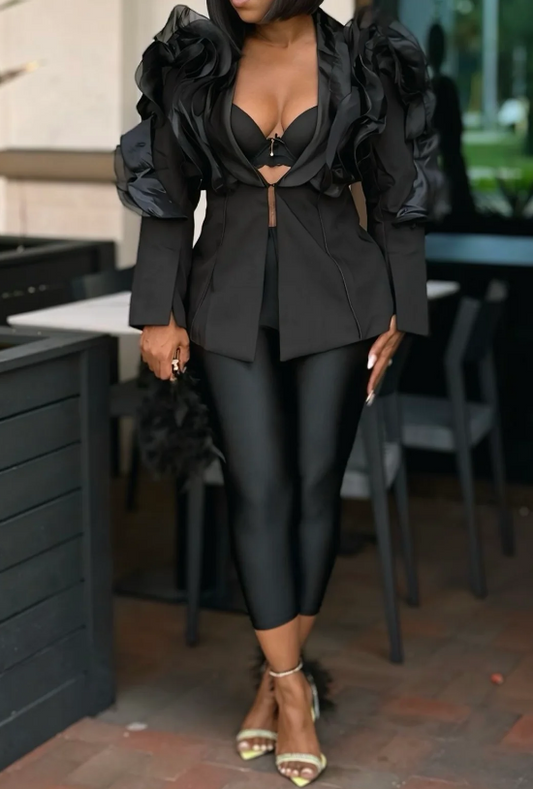 Chic Ruffle Blazer