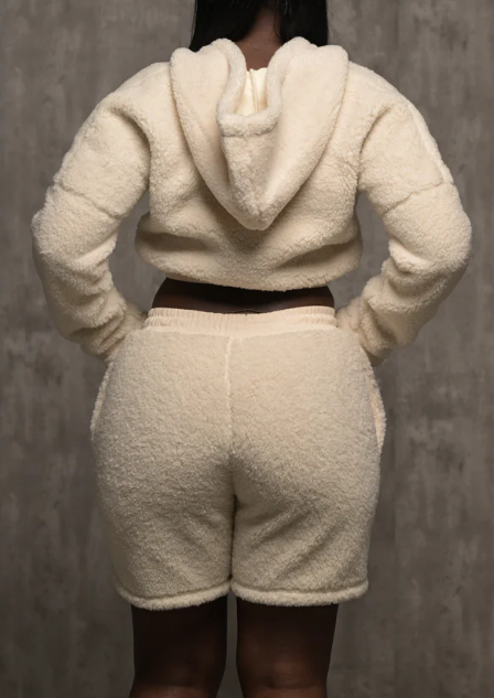 Warm Hoodie Shorts 2pc Set