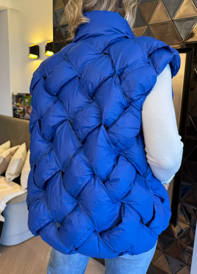 Warm Braided Rhomboid Sleeveless Vest Jacket